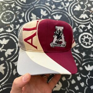 Vintage Alabama Crimson Tide Snapback Swirl Hat Maroon Gray Colorblock NCAA Cap